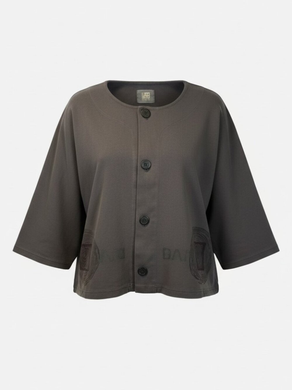 Vintage Blue Fish 1999 Interlock Side Tie Jacket Sz 2 Hand Painted Lagenlook